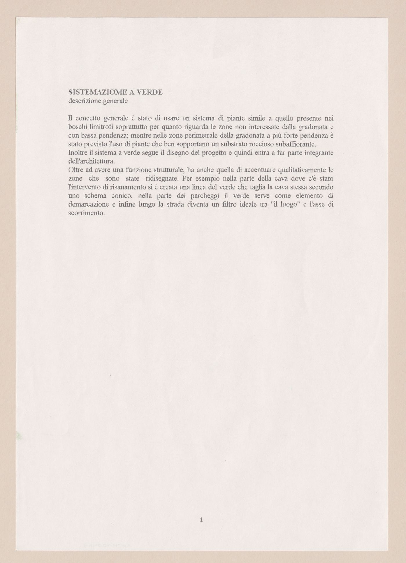 General project description for Riqualificazione cava di San Carlo [Redevelopment San Carlo quarry], San Vincenzo, Livorno, Italy