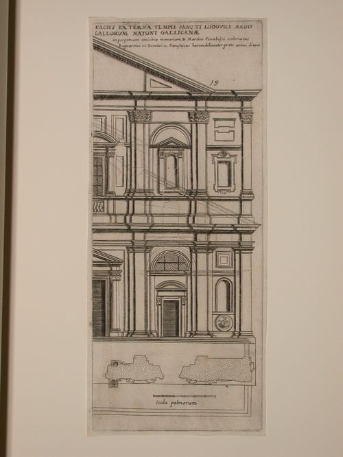 Half-plan and half-elevation of the façade of San Luigi dei Francesi, Rome