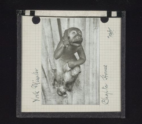 View of grotesque sculpture in Chapter House of York Minster, York, North Yorkshire, England