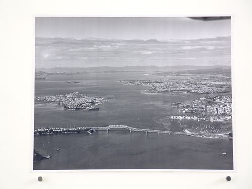 Aerial view of the Auckland Harbour Bridge, over the Waitematā Harbour, Auckland, New Zealand