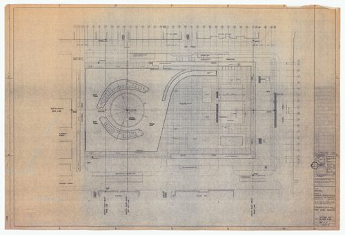 Setting out and roof plan for Toronto City Hall and Civic Square, Toronto