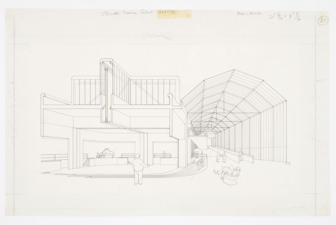 Olivetti Training Centre, Haslemere, England: interior perspective