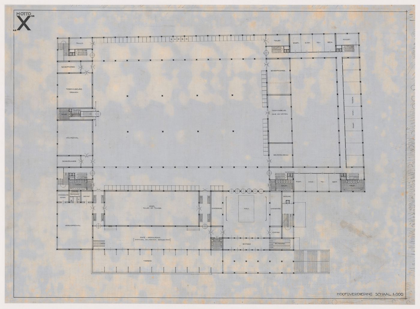 First floor plan for the main level for the New Stock Exchange Building, Rotterdam, Netherlands