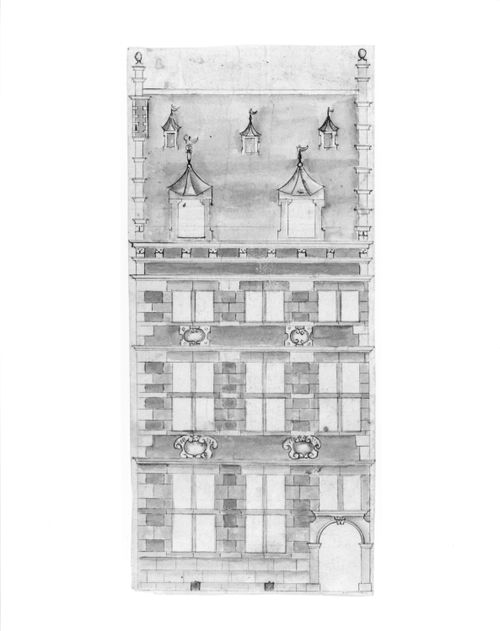 Front elevation of a 4-storey house (?)