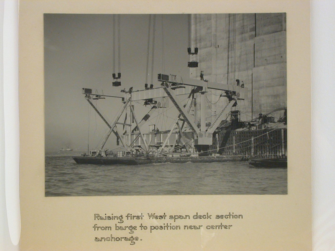 San Francisco - Oakland Bay Bridge under construction, Oakland and San Francisco, California