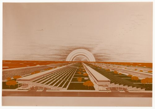 Photographic reproduction of perspective for Viviendas en el espacio, Buenos Aires, Argentina