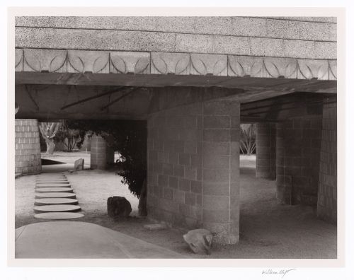 Looking into courtyard with rocks, from the series The David and Gladys Wright House