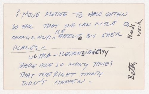 Move motive to have gotten so far that one can move to change and be affect by other places ...; [verso]: A Sauna - an exquisitly unconfortable space - saunas are beautifully escapable...
