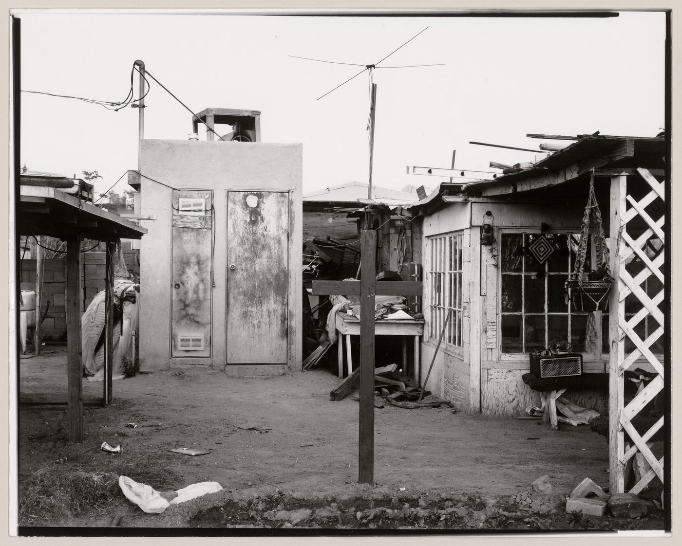 View of cross in yard, Old Pascua, Tucson, Arizona, United States (from a series documenting the Yaqui community of Old Pascua)