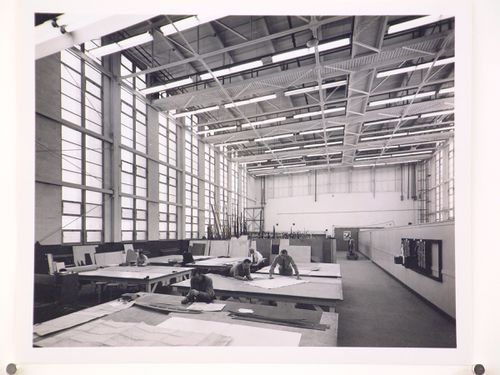 Interior view of the Loft Building showing draughtsmen, Consolidated Aircraft Corporation Assembly Plant, New Orleans, Louisiana