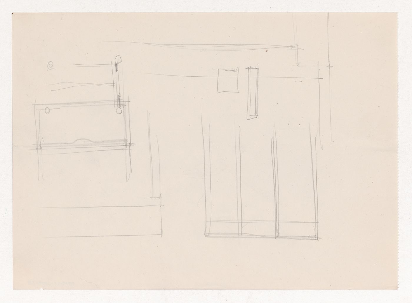 Sketch elevations [?] and sketch details [?] for a drawer, probably for Illinois Institute of Technology