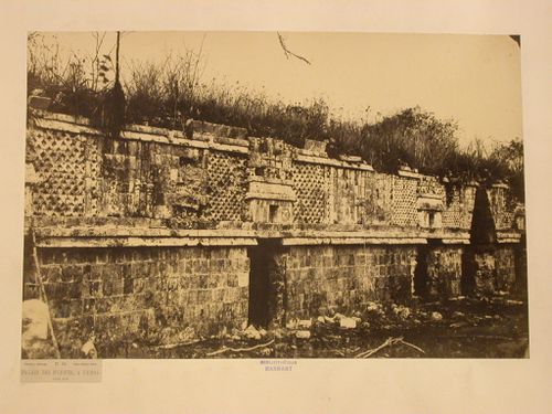 Partial view of the Nunnery Quadrangle showing the frieze and entrances on the south façade, Uxmal Site, Mexico