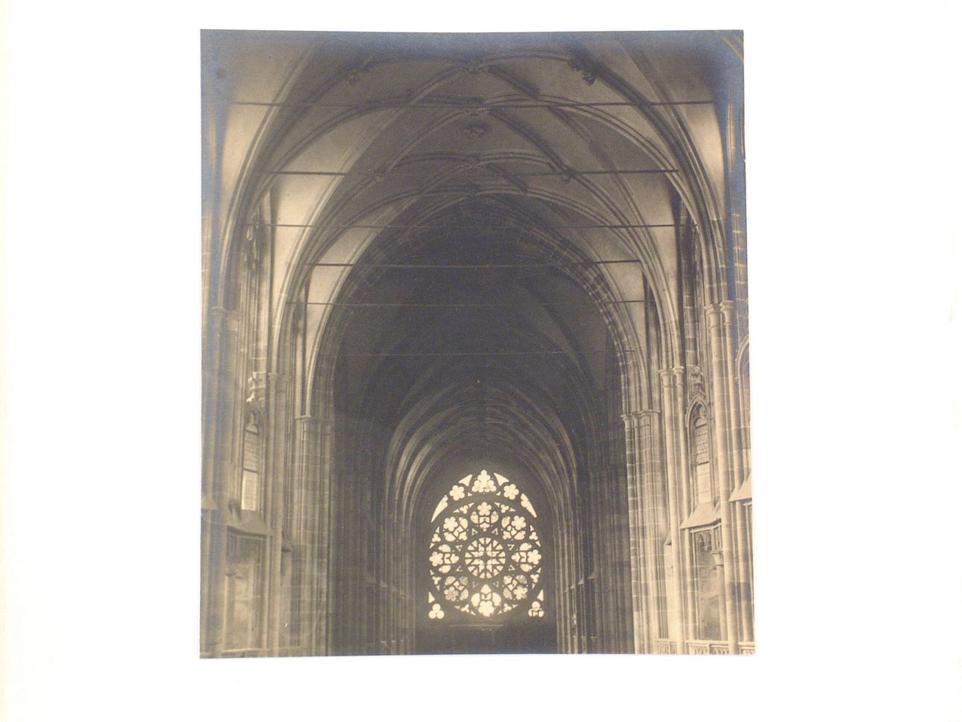 Plate from portfolio ''Svaty Vit (St. Vitus or St. Guy), various interior and exterior views of the cathedral under construction, Prague, Czech Republic''
