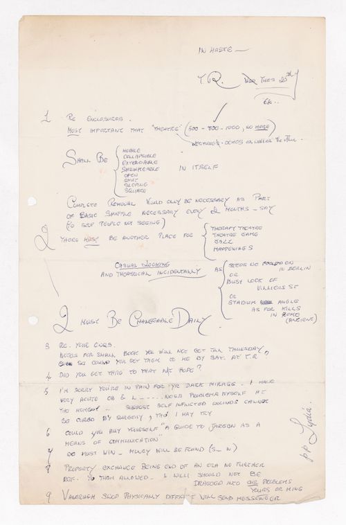 Notes probably about Fun Palace Project