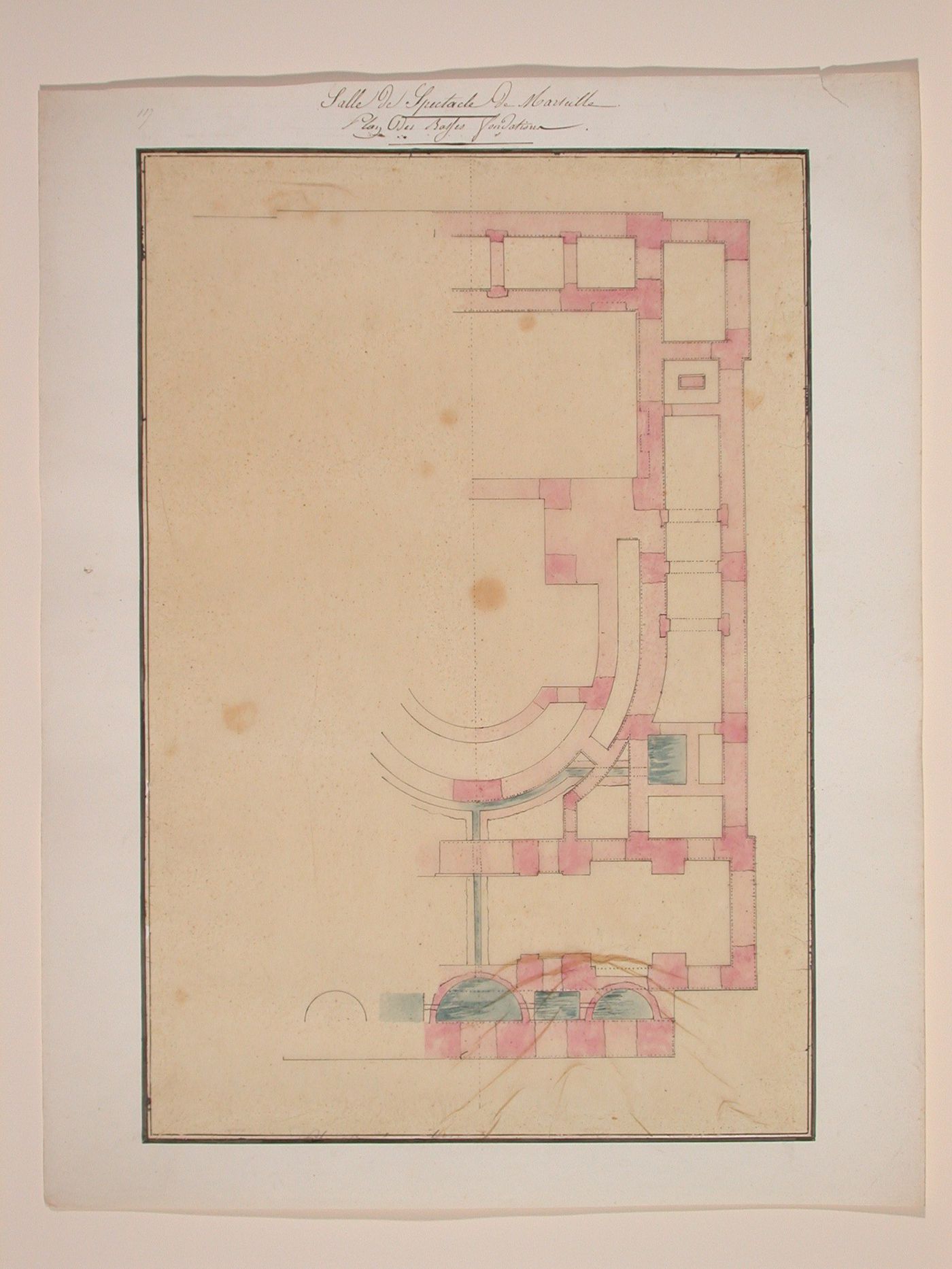 Half foundation plan, of the Grand Theatre de Marseille