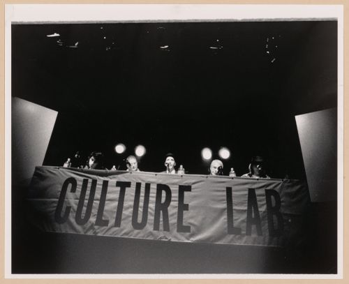 View of Brian Boigon and Culture Lab participants on stage