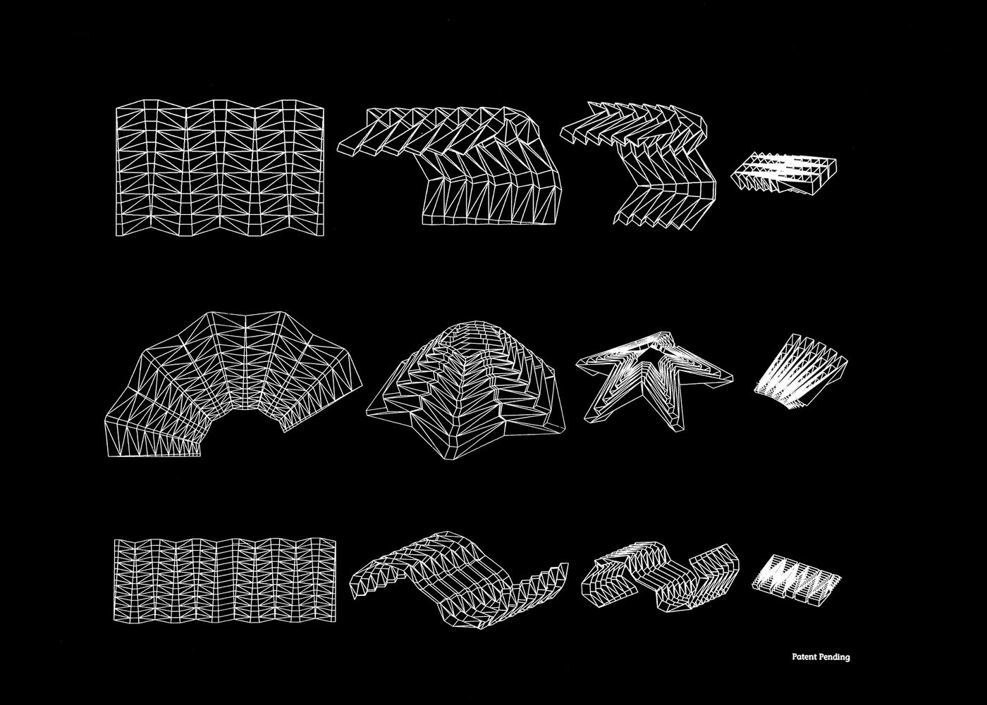 Examples of reversibly expandable structures based on foldable units