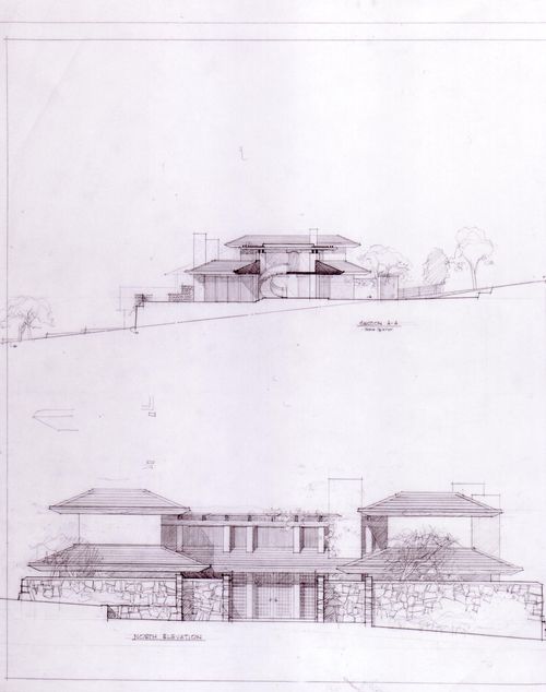 North elevation and section