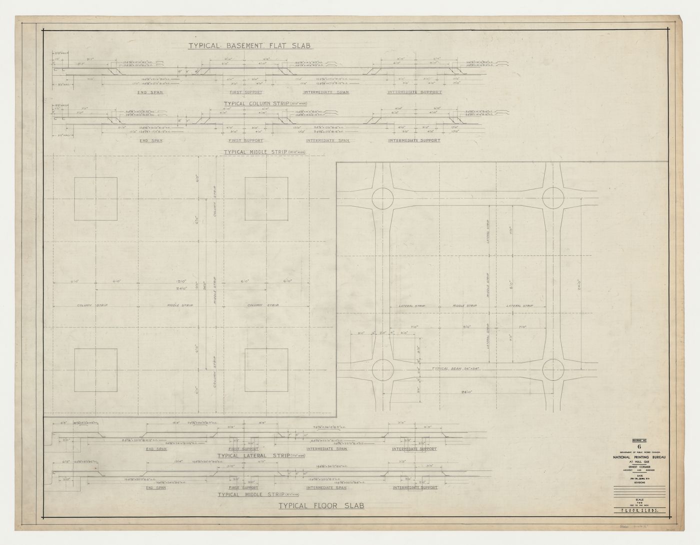 Plan de dalles pour le plancher, Imprimerie Nationale du Canada, Hull, Québec, Canada