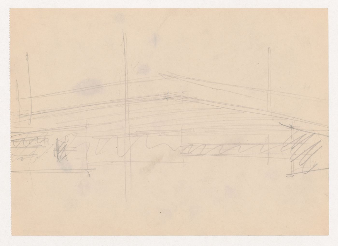 Perspective sketch for Museum for a Small City showing the interior