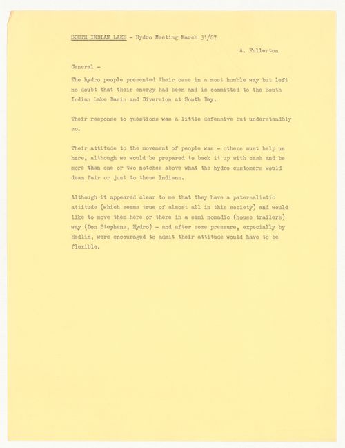 Meeting notes for South Indian Lake, Manitoba