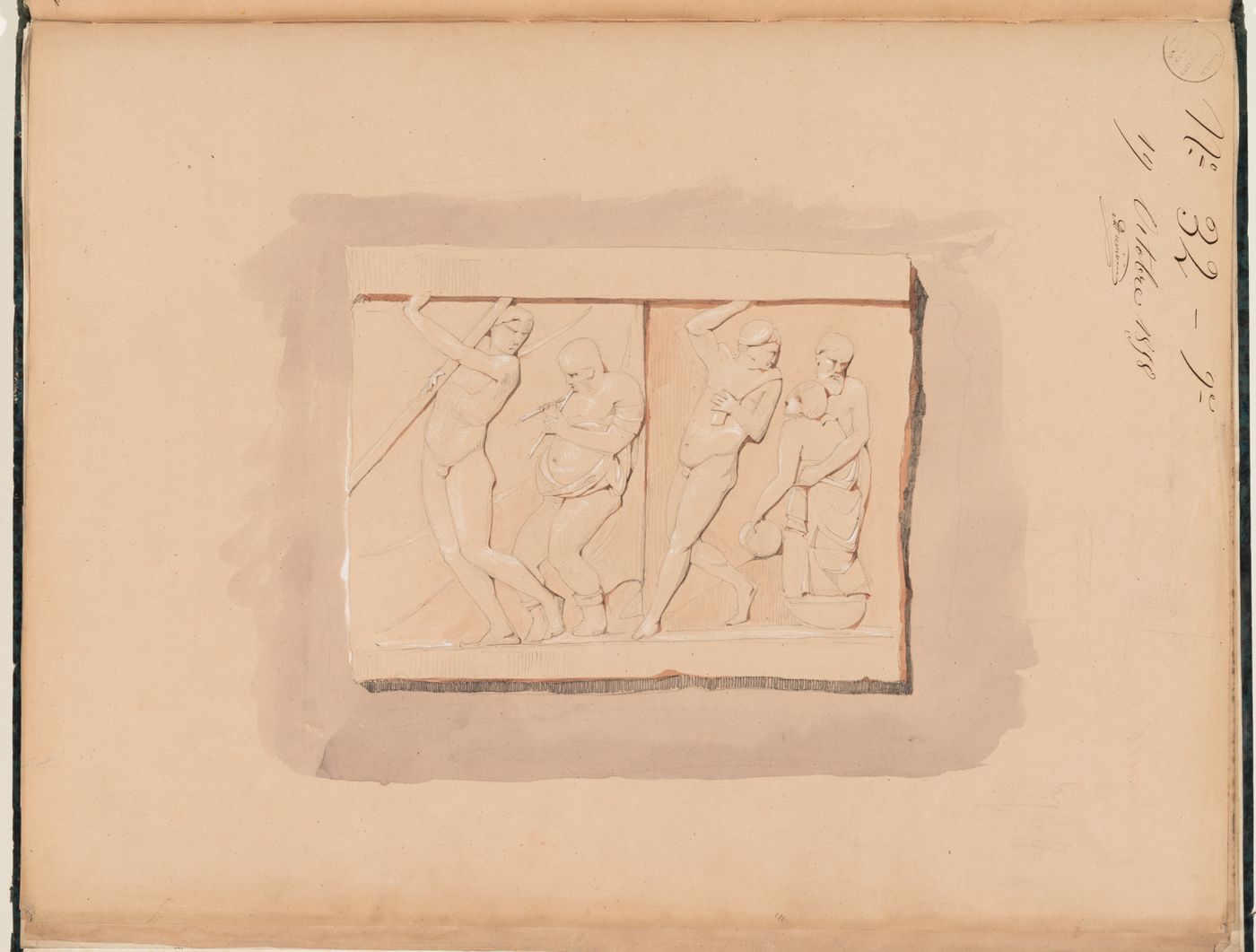 Concours d'émulation entry, 19 October 1858: Study of male figures, probably from a metope