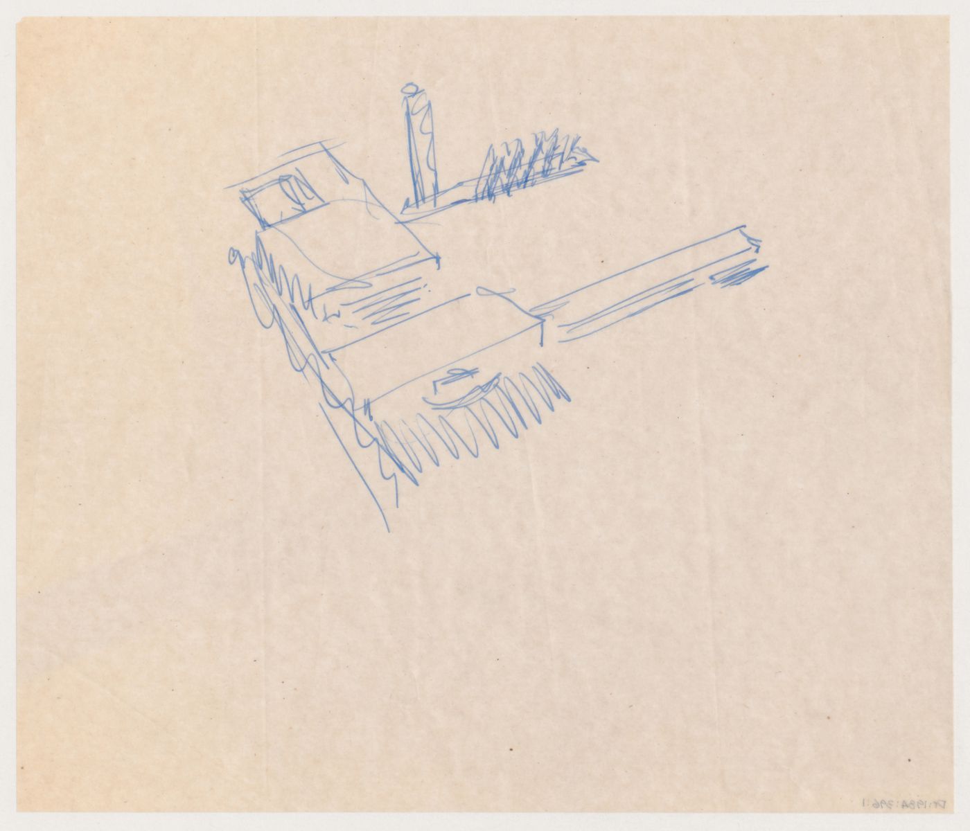Bird's-eye sketch perspective for the Congress Hall Complex, The Hague, Netherlands