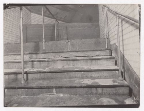 Construction of the Paris Metro, detail, interior view of stairway, Paris, France