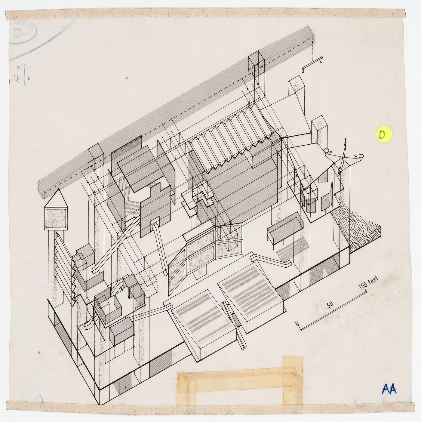 Axonometric view of interior, Fun Palace