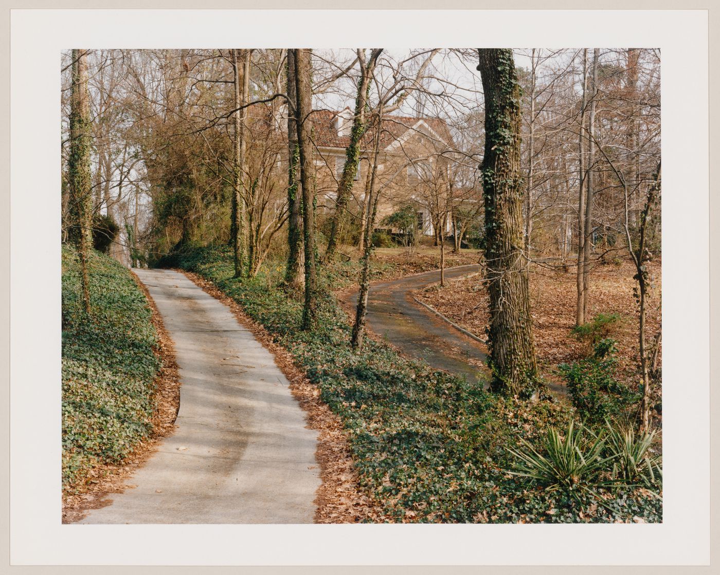 Viewing Olmsted: View of houses with drives, Ponce de Leon Parkway, Druid Hills, Atlanta, Georgia, United States