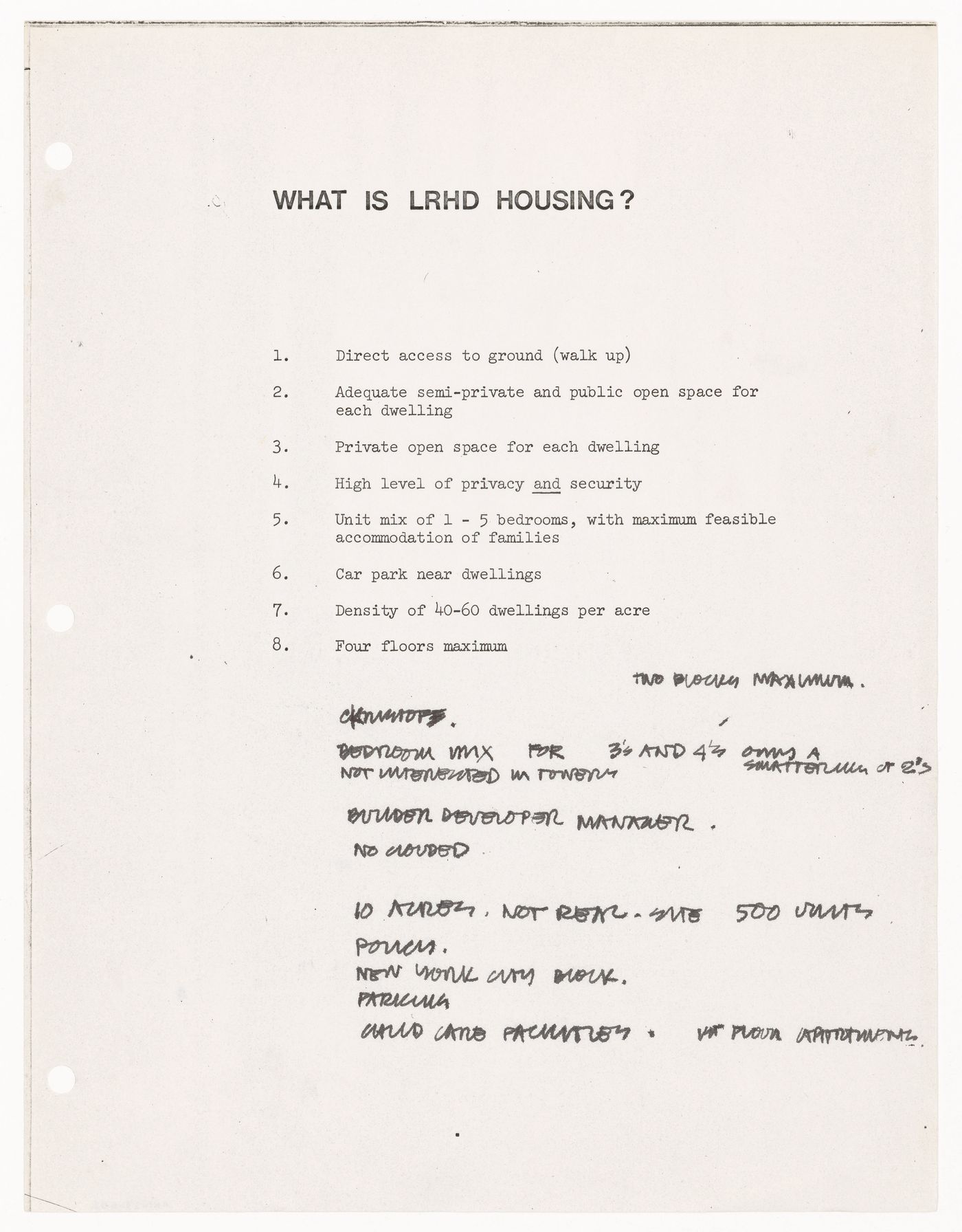 Specifications for the construction of Low-Rise High Density housing based on the Institute’s model study