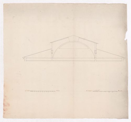Elevation detail for roof for Market Building, Marché des Carmes, Paris
