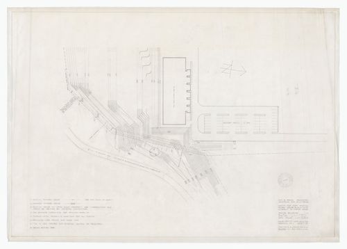 Partial plot plan showing revised grade elevations adjacent to metro roads for Bata Limited Office Building, Don Mills, Ontario