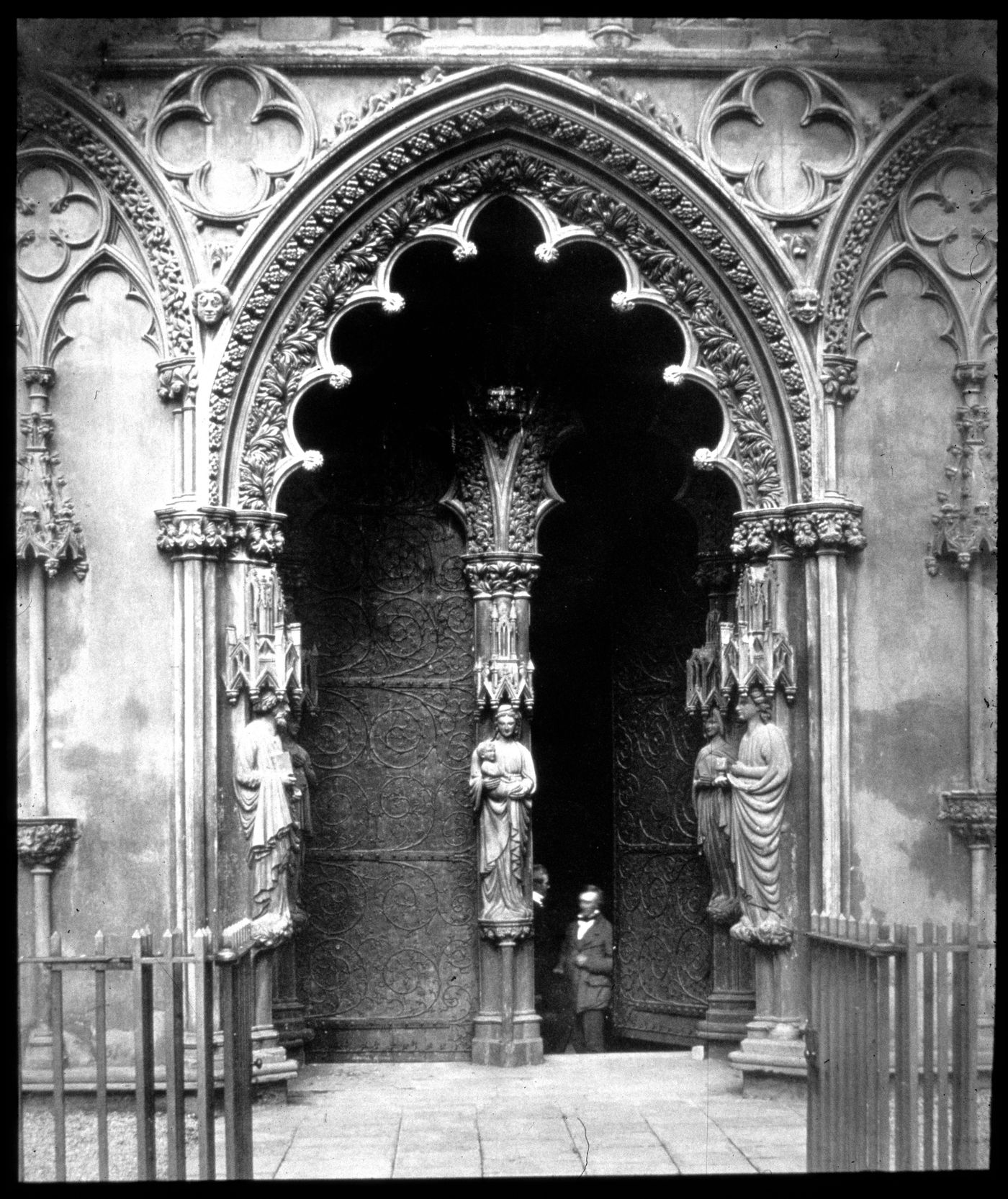 View of portal in west porch, Lichfield Cathedral, Lichfield, England