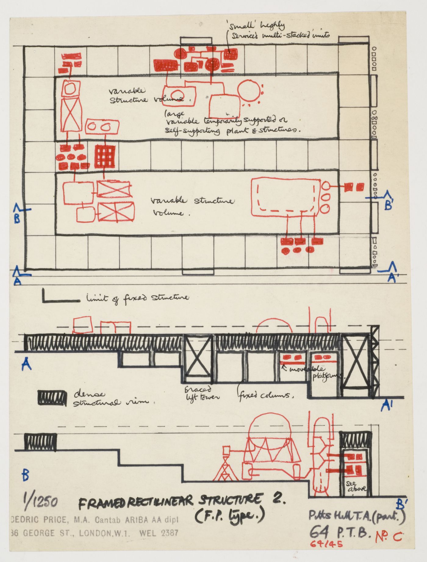 Diagrammatic plan and sections of Pitts Hill Transfer Area, Potteries Thinkbelt