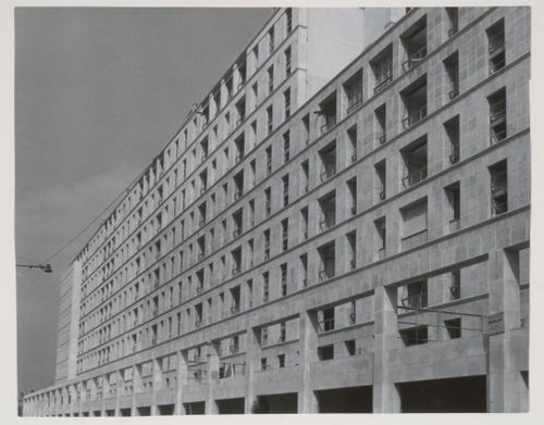 Partial view of a façade of a high-rise building, Marseille [?], France
