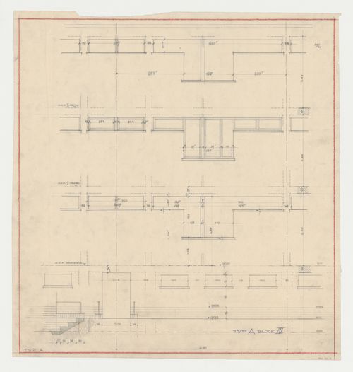 Elevation for a type A housing unit for Block III, Hellerhof Housing Estate, Frankfurt am Main, Germany