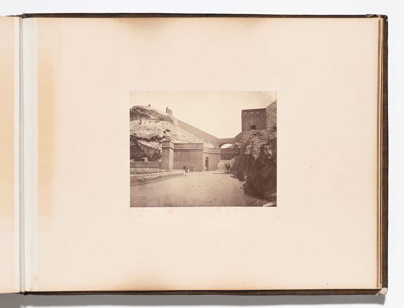 View of fortifications, probably part of the Tawila tanks, Aden, Yemen