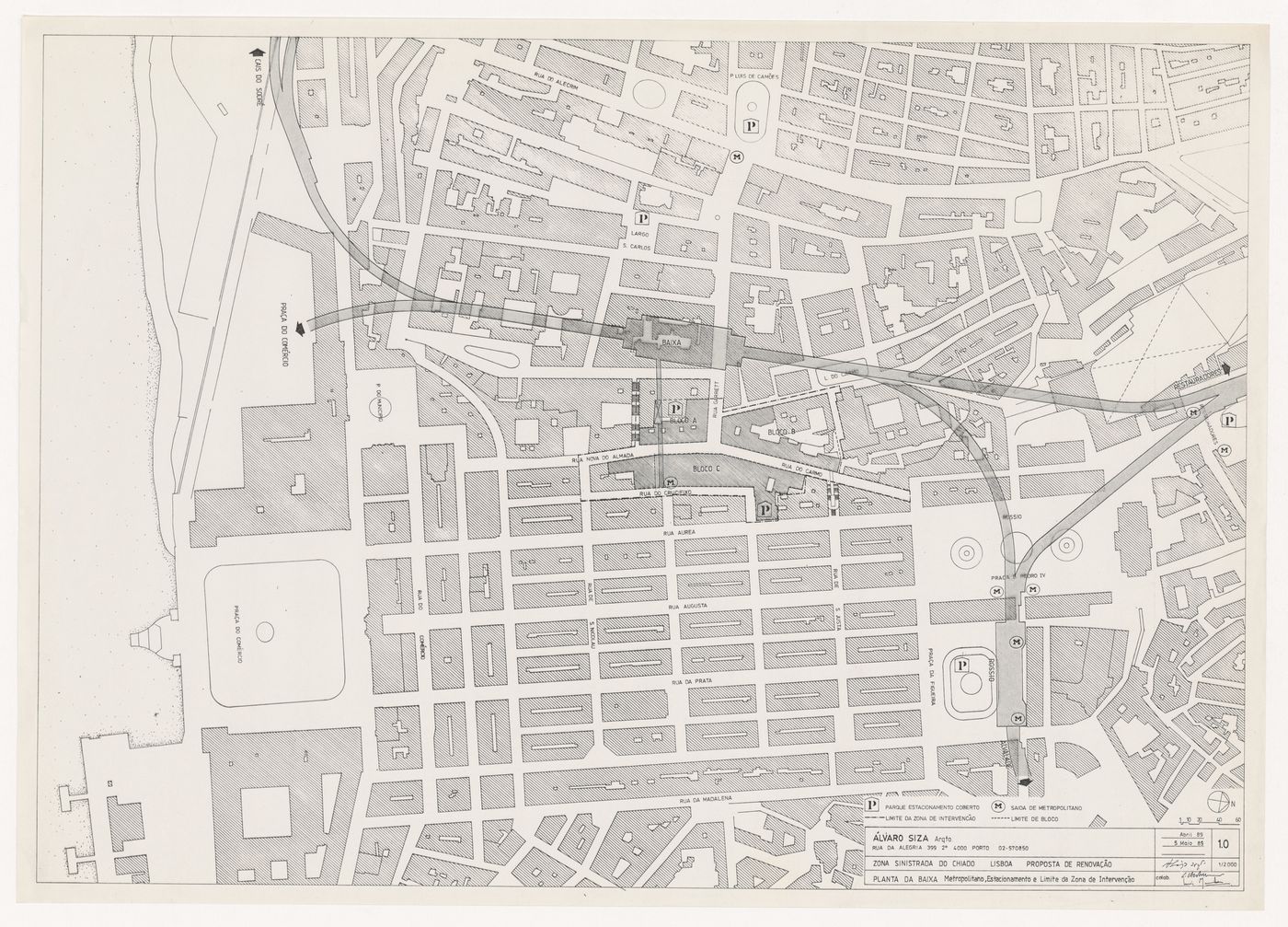 Site plan for Reconstrução do Chiado [Reconstruction of the Chiado area], Lisbon