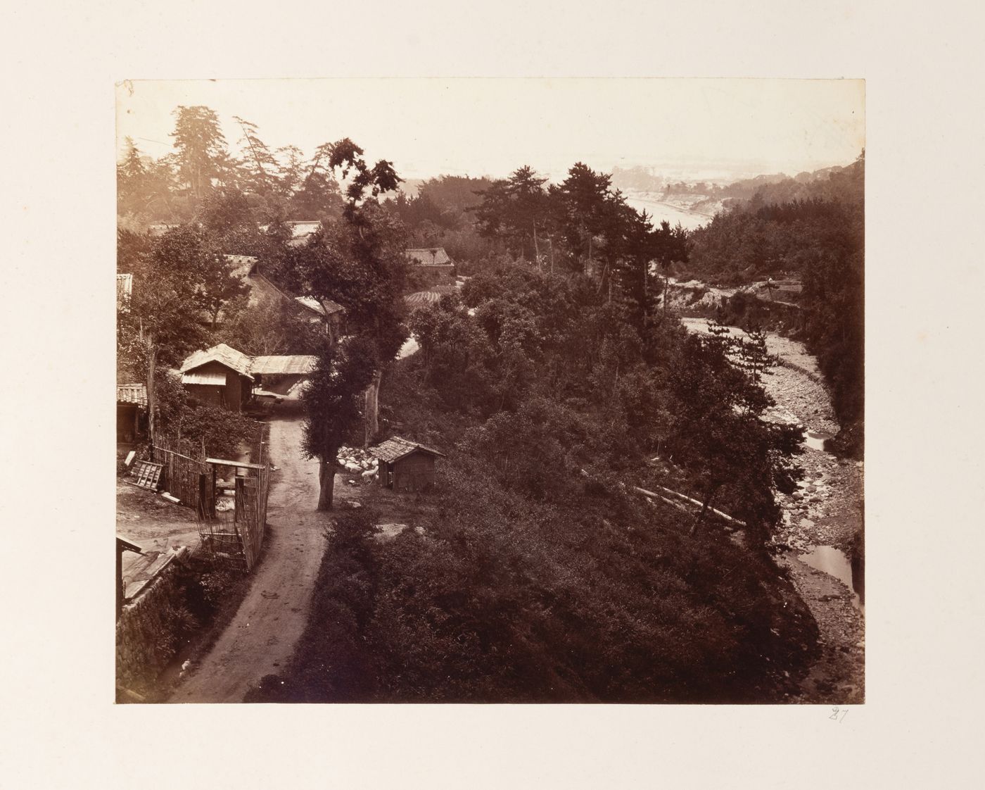 View of a village, a road and a river, near Kobe, Japan