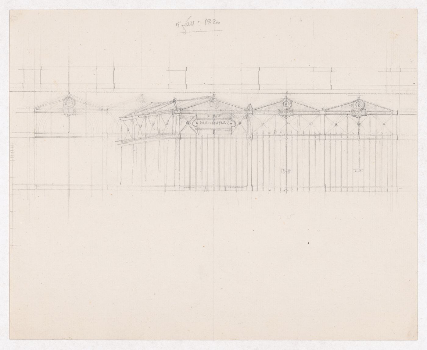 Sketch elevation for Boucherie, Marché des Carmes, Paris