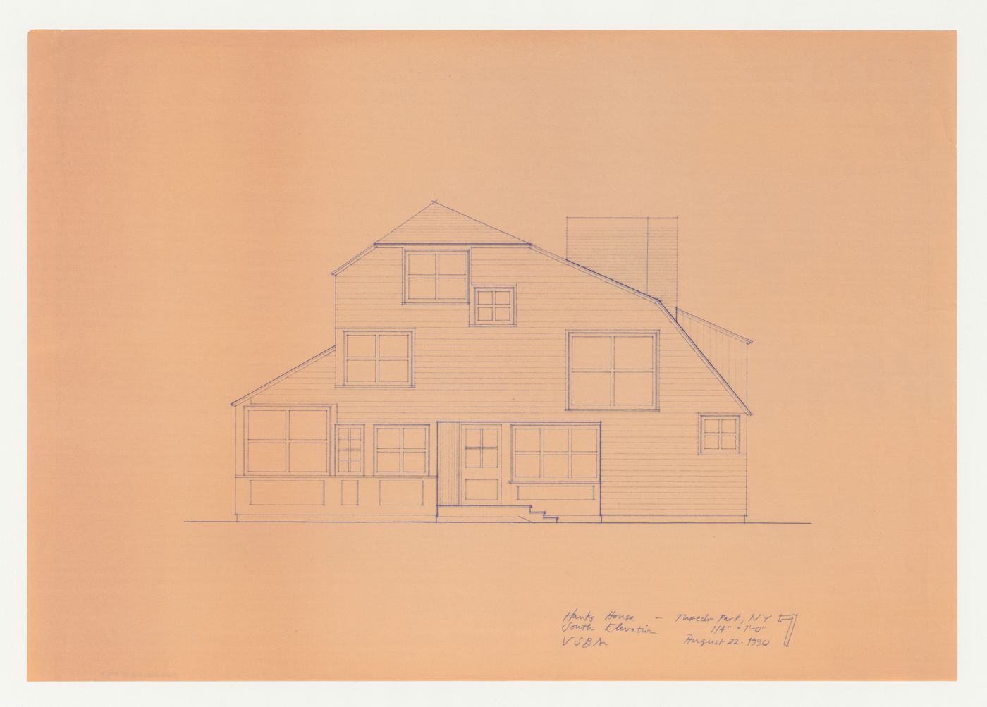 South elevation for the Hanks-Paré Residence, Tuxedo Park, New York