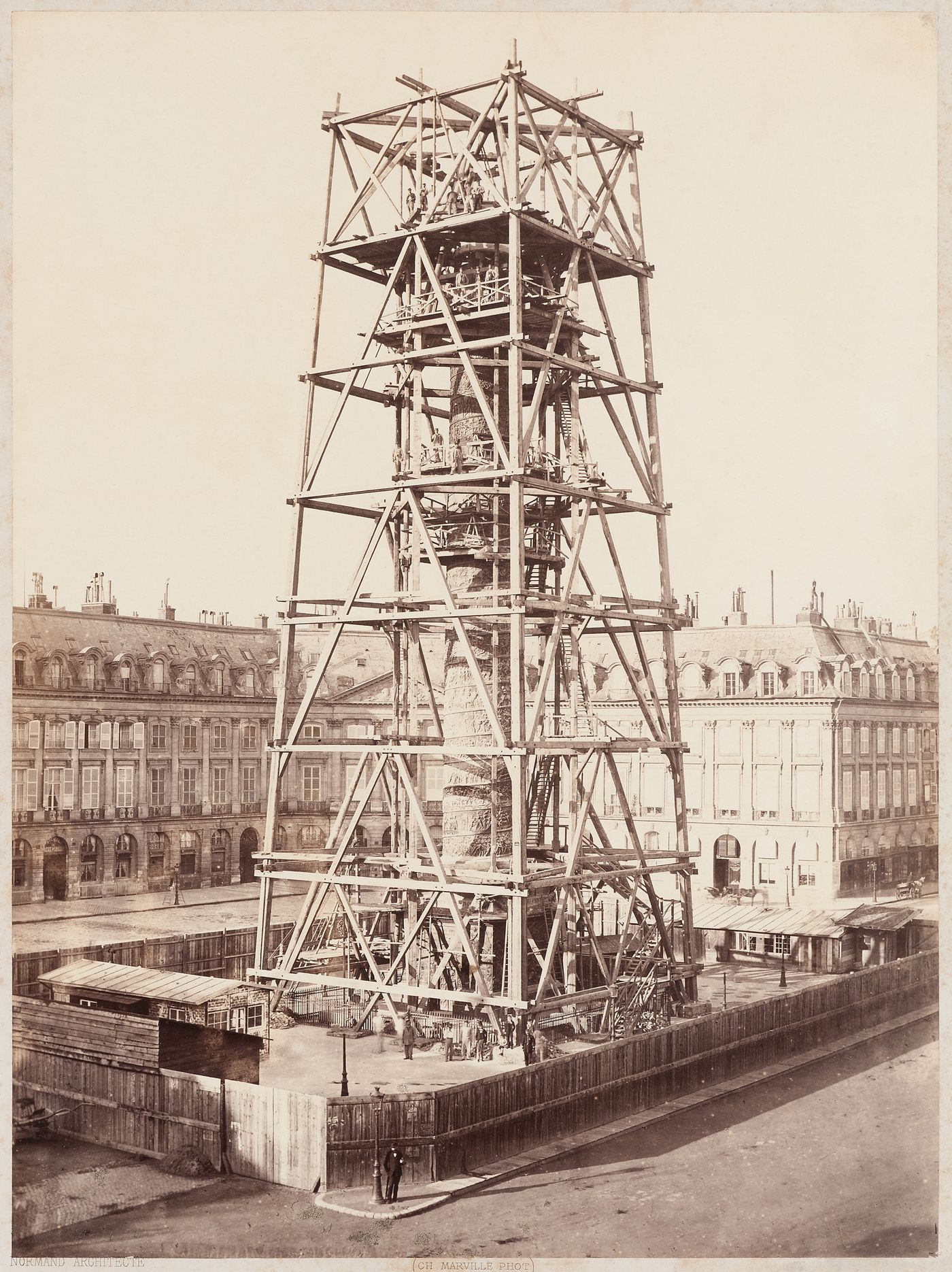 The Vendôme Column under reconstruction, Paris, France