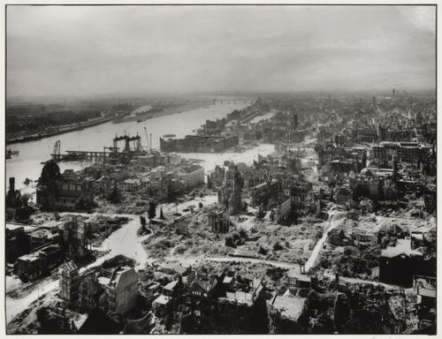 Wide view of the city, seen from above from the cathedral, Cologne, Germany