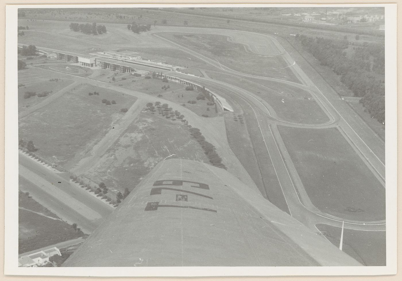 Aerial view of racetrack Autodromo de ciudad de Flores, Buenos Aires, Argentina
