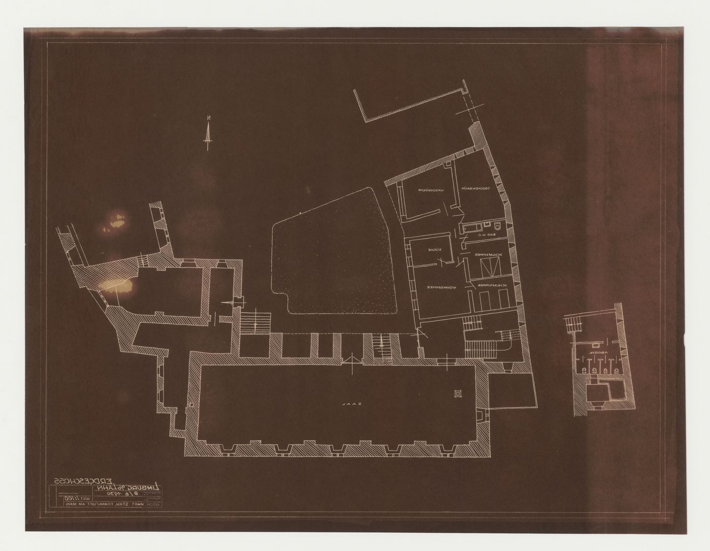 Ground floor plan for an addition to an existing building, possibly a school, Limburg an der Lahn, Germany