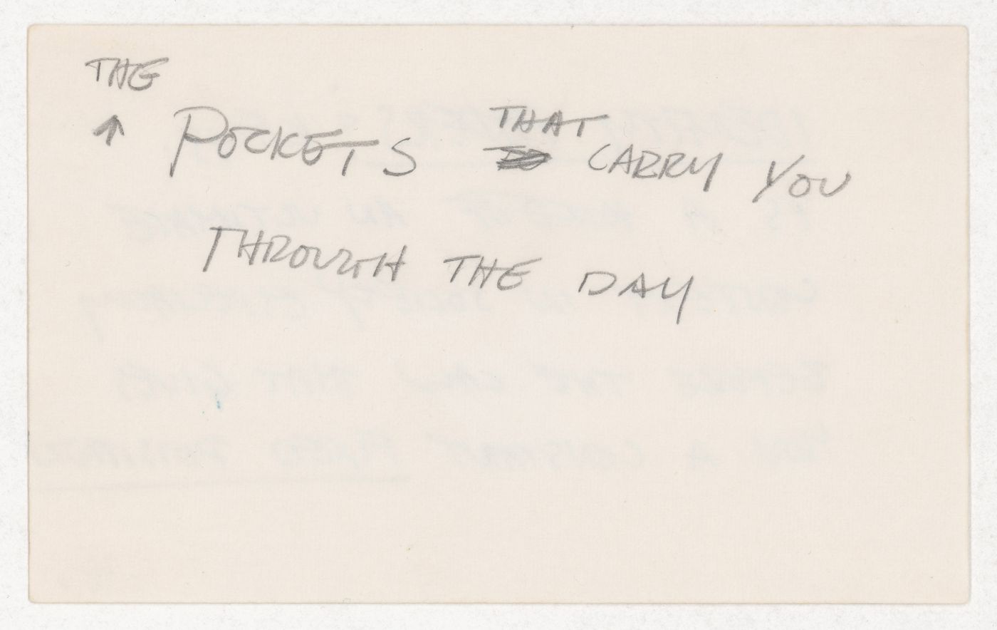 The pockets that carry you through the day [verso] Identity papers & keys is a an ultimate context in society especially before the law that gives you a constant fixed position