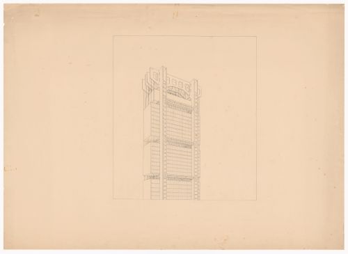 Axonometry for Edificio suspendido de oficinas