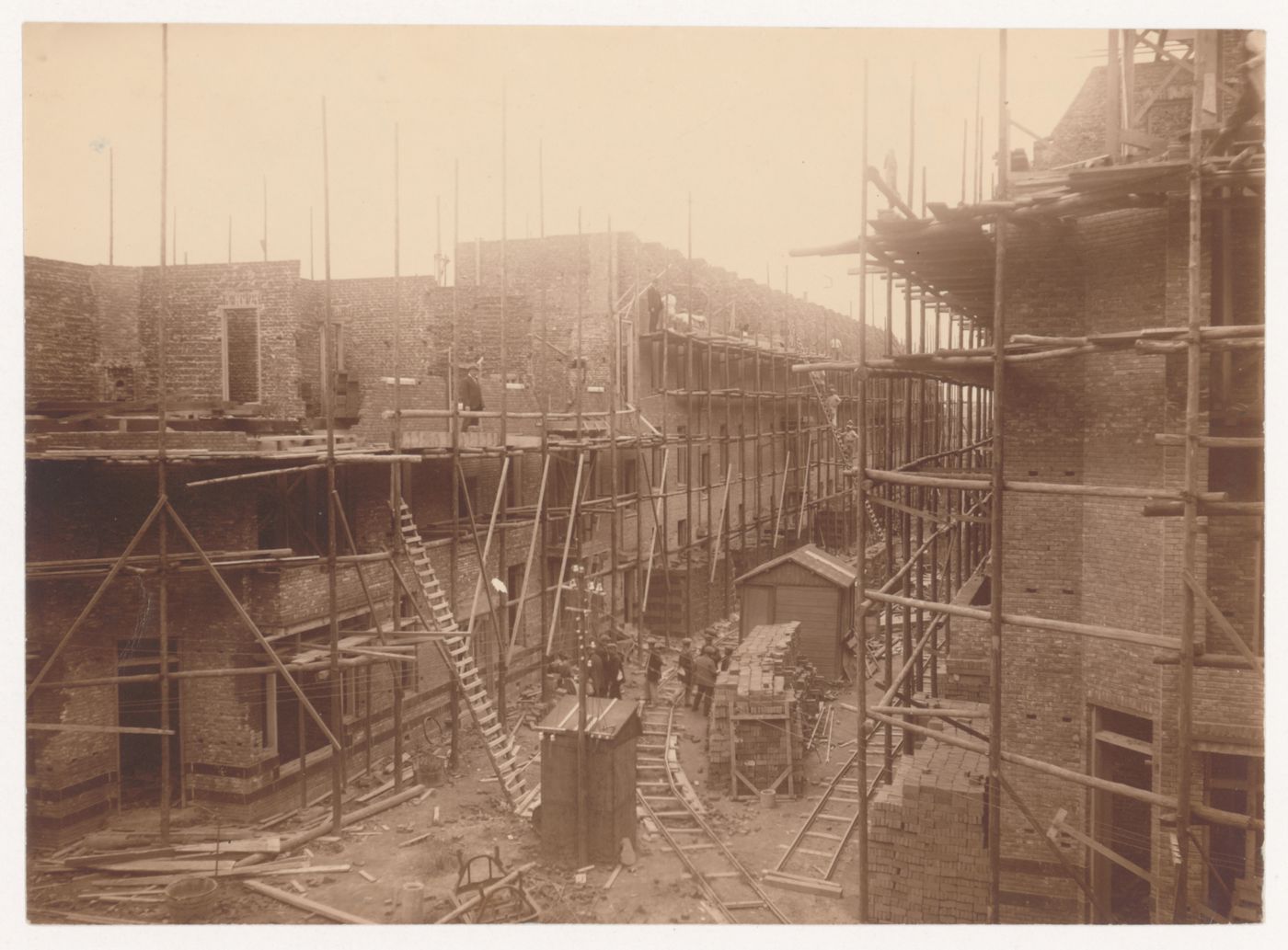 Exterior view of Tusschendijken Housing Estate under construction, Rotterdam, Netherlands