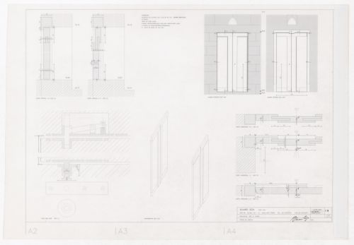 Chapel door plans, sections, and axonometric views for Casa Manuel Silva, Quinta de S. Ovídio, Lousada, Portugal